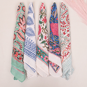 Bohemian Fashion Eco Friendly Cotton Block Printed Bandana <b>Square</b> <b>Scarf</b> Unisex Summer Bag Hair Accessories Durable Breathable - Product Image 3