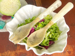 Humran Exports Premium Indien Fait À La Main Résine Cuillère À Salade Miroir Poli Parfait Mélange Fonction Beauté - Product Image 5