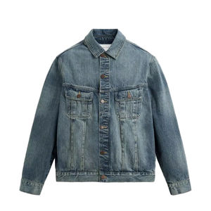 Veste en jean vintage pour homme Up Felt, personnalisée, effet vieilli, en denim délavé, mélange de coton respirant, style décontracté - Product Image 4