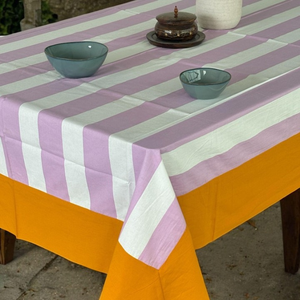 Striped Rectangular <b>Tablecloth</b> Peach & White Dining Table Cover for Home Decor 2 Colors Table Cover Linen Set - Product Image 4