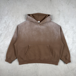 Sweat à capuche ample rétro personnalisé en coton épais 100 % anti-rétrécissement, délavé à l'acide, coupe décontractée, épaules tombantes, imprimé, style streetwear pour homme - Product Image 4