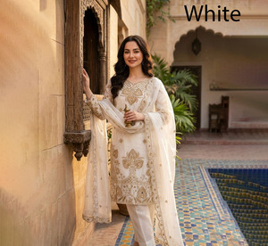 Traje Sharara de seda pura Gmy, completamente cosido, elástico, con bordado elaborado, nuevo diseño, corte ajustado, elegante para fiesta - Product Image 1