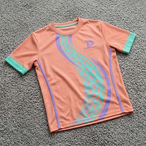 Dravelle Industry Premium Dry Fit Tee Highly Specific <b>Peach</b>-Mint-Lavender Swirl Graphic V Neck High-End Women's Pickleball Shirt - Product Image 1