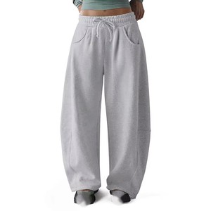 Custom <b>Black</b> <b>Women</b> Wide Leg Sweatpants Relaxed Balloon Fit Adjustable Drawstring Waist Casual Athleisure Lounge <b>Pant</b> Supplier - Product Image 4