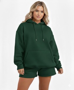 Conjunto de 2 Piezas de Pantalones Cortos para Mujer, con Capucha, 100% Algodón, Casual, Transpirable, para Invierno, con Logotipo Personalizado, Precio Económico al por Mayor FOB - Product Image 4