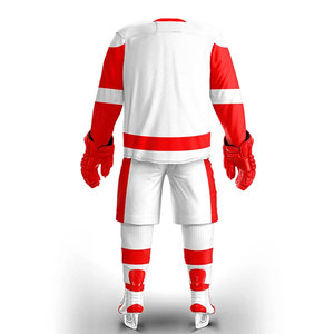 Conjunto de Jersey de Hockey sobre Hielo para Hombre, Talla Adulto, Blanco y Rojo, Sublimado, Absorbente de Humedad, Manga Larga, con Pantalones, Superventas - Product Image 3