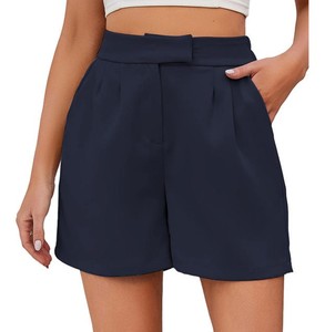 Women's Summer Vintage 100% Cotton <b>Canvas</b> Cute Casual Shorts with Side Pockets High Waist Elastic <b>Back</b> - Product Image 5