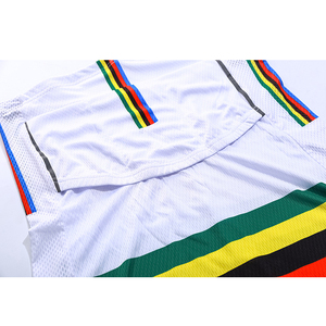 Camiseta de Ciclismo Blanca para Hombre, Manga Corta, Rayas Arcoíris, Cuello Alto, Cierre Frontal, Poliéster Transpirable, Ajustada, para Verano - Product Image 6