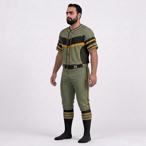Uniforme de Béisbol para Hombre, Conjunto de Pantalones y Camiseta Verde, Manga Corta, Cierre de Botones, Absorbe la Humedad, para Todas las Temporadas, Nombre del Equipo Personalizado, 100% - Product Image 4