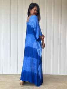Indigo Natural Dyed Kaftan I 16 Maxi <b>Dress</b> Resort Lounge Wear Beach Party <b>Cocktail</b> <b>Dress</b> - Product Image 3
