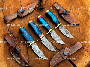 Cuchillos utilitarios con patrón Damasco, hojas compactas y mangos estilo asta de ciervo para proveedores mayoristas de productos para exteriores - Product Image 6