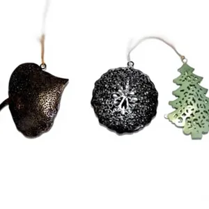Vintage Metal Christmas Hanging <b>Ornaments</b> Wall Decor Silver Rocking Horse Winged <b>Heart</b> Set Living Room Valentine's Day Theme - Product Image 6
