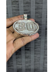 จี้เพชรเลี้ยงในห้องปฏิบัติการ เงินแท้ 925 ชุบทองคำขาว 18K และโรสโกลด์ หมายเลข 30 สไตล์ฮิปฮอป สำหรับทุกเพศ - Product Image 5