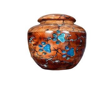 Carved Paw Pet Urn for <b>Ashes</b> Thunder Fractal Burning Design Wooden Cremation urn for pet <b>ashes</b> Personalized urn for <b>dog</b> and Cat - Product Image 1