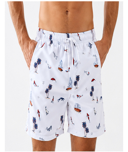 <b>Men's</b> Swim Shorts White Nautical Print Quick Dry Beach <b>Trunks</b> with Drawstring Waist Casual Summer Swimwear <b>for</b> <b>Men</b> - Product Image 1