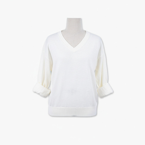 Suéter Casual de Otoño 100% Acrílico de Color Sólido para Mujer, Cuello en V, Manga Larga, Antiarrugas, Tejido de Punto, Proveedor - Product Image 6