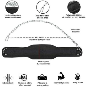 OEM Gym Equipment Wholesale Supplier Back Support Nylon Dip Belt with <b>Chain</b> Fitness Apparel & Accessories Pull Up Dipping Belts - Product Image 4