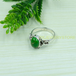 Bague en turquoise verte naturelle, argent sterling 925, bague statement, design artisanal, bague en pierres précieuses, bijoux en turquoise, cadeau - Product Image 3