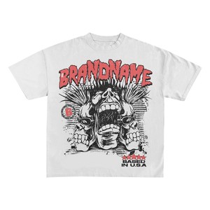 เสื้อยืดผู้ชายผ้าฝ้าย 100% ทรงหลวม พิมพ์ลาย เสื้อยืดโอเวอร์ไซส์ผู้ชาย ผ้าฝ้ายพรีเมียม GSM พิมพ์ลายกราฟิกสีขาว สกรีนลายตามสั่ง - Product Image 2