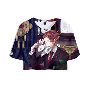 Joker Character Printed <b>Crop</b> <b>Top</b> Short Sleeve O-Neck Casual Men's T-Shirt <b>Red</b> Black Design - Product Image 4