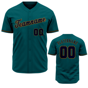 Maillot de baseball bleu sarcelle foncé à manches courtes, boutonné, uniforme d'équipe personnalisé, respirant, chemise de sport athlétique - Product Image 1