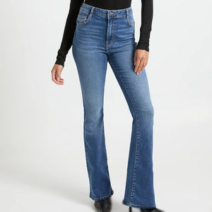 Fabricante OEM, Jeans de Mezclilla Rectos de Cintura Media para Mujer, Algodón Elástico, Transpirable, Ecológico, Personalizable, Suministro al por Mayor - Product Image 4