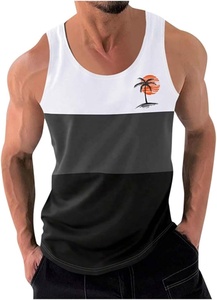 Men's <b>Black</b> <b>Tank</b> <b>Top</b> with Tuxedo Print O-Neck Casual Style Front Logo 100% Cotton 100g Knitted Fabric - Product Image 5