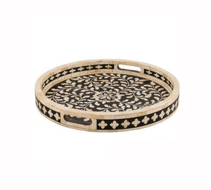 Plateau de service décoratif rond en incrustation d'os de haute qualité, différentes couleurs - Product Image 5