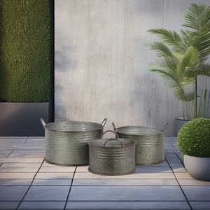 Jardinière ronde galvanisée pour l'usage de plancher - Product Image 2