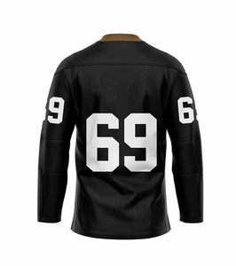 Maillot de hockey sur glace pour homme, 100% polyester, imprimé par sublimation, couleur unie, broderie personnalisée, col en V, manches longues, coupe ajustée - Product Image 2