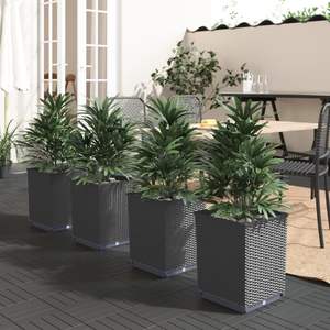 Ensemble de 4 pots et jardinières décoratifs élégants en polypropylène noir de taille moyenne - Product Image 1