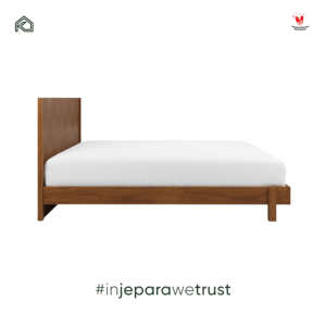 Minimalist Solid Mahogany Platform <b>Bed</b> with Geometric Parquet Headboard Luxury Hotel Bedroom Furniture Indonesia - Product Image 3