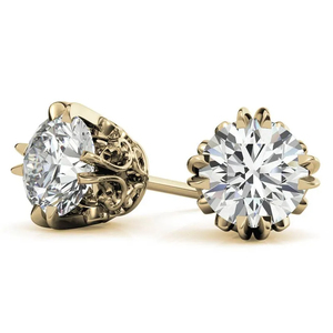 Classic VVS Moissanite Round Cut <b>Stud</b> Earrings for Women IGI Certified Gold Plated S925 <b>Silver</b> Moissanite Diamond Earrings - Product Image 2