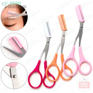 Top <b>Hot</b> Sales Manual CE Certified Eyebrow Scissors Mini Color Beauty Tools Curved Shears Abs Handle pink Small <b>Comb</b> Trimmer - Product Image 6