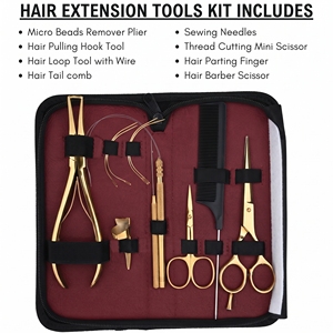 Kit Profesional de Herramientas para Extensiones de Cabello de Acero Inoxidable Microlink: Alicates Quita Cuentas, Herramienta de Gancho, Enhebrador de Alambre y Peine de Cola - Product Image 2