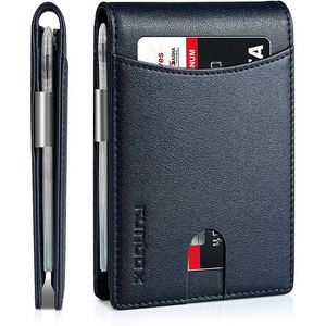 Portafoglio Minimalista da Uomo con 11 Scomparti per Carte, Blocco RFID, Clip Portasoldi in Pelle, Sottile con Tasca Frontale, Confezione Regalo Inclusa - Product Image 1