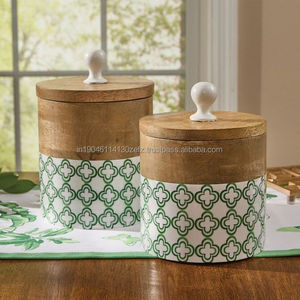 Enamel Design <b>Storage</b> Food <b>Container</b> Decorative Items Use for Home <b>Kitchen</b> Wood Made Canister and Tools <b>Storage</b> & Organization - Product Image 5