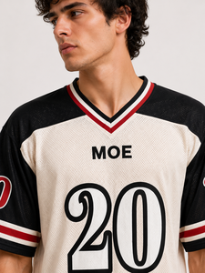 Maillot de football américain unisexe personnalisé par le fabricant, color block, en polyester léger, maille surdimensionnée, OEM, hauts décontractés d'été, vente en gros - Product Image 3