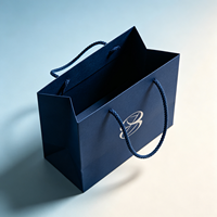 Sac cadeau de luxe en papier kraft rigide personnalisé |   Logo estampé à l'argent, large poignée en corde de satin, écologique, réutilisable, directement de l'usine