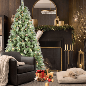 Premium 6ft Artificial Christmas <b>Tree</b> 988PVC/Hard Needle Mixed Branch Tips 300L Warm White <b>LED</b> Pine Cone Hinged Christmas <b>Tree</b> - Product Image 6