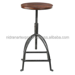 Industrial Adjustable Height Metal Bar <b>Stools</b> with Upholstered Synthetic PU Leather Black for Home Bar Hotel Restaurant Use - Product Image 3
