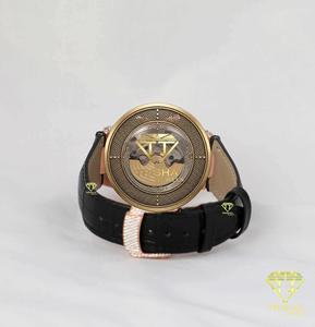 Reloj de Pulsera Premium para Hombre, Correa de Cuero Negra, Caja Dorada, Elegante Esfera de Cristal, Reloj de Lujo, Joyería al por Mayor, Regalo - Product Image 4