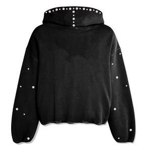 Sudadera con Capucha Negra con Pedrería para Mujer, Sudadera de Lujo con Cristales, Sudadera Suave Brillante, Ropa Urbana con Diamantes, Sudadera de Moda para Invierno - Product Image 4