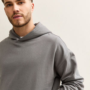 Sudadera con capucha gris para hombre, corte regular, color sólido, tejida, informal, con bolsillo frontal, para otoño. - Product Image 6