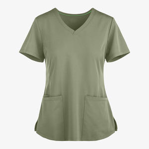 New Arrival Women Medical <b>Scrub</b> <b>Top</b> Spandex/Polyester Knitted High Quality Medical <b>Scrub</b> Set Comfortable Hospital Nurse Uniforms - Product Image 5