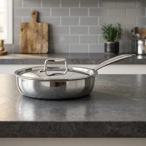 Poêle à frire triple couche en acier inoxydable 304 de 24 cm, très demandée, avec surface antiadhésive pour saisir, sauter et griller - Product Image 4