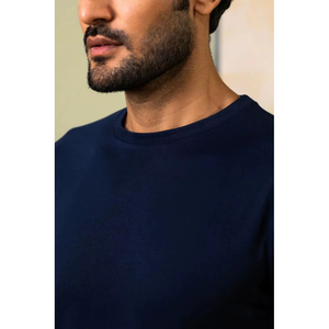 T-shirt en tissu 100% coton Supima, col rond, coupe ajustée, manches courtes, respirant, grande taille, fabrication durable en Inde par le fabricant - Product Image 3