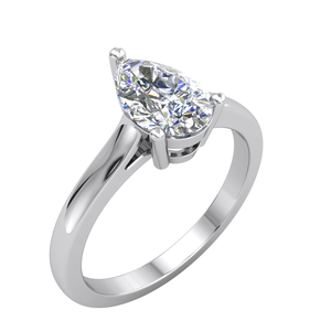 Anillo de Compromiso y Boda de Lujo Divya Creations para Mujer, con Diamante Cultivado en Laboratorio, Color E, Corte Pera, Plata 925, Bañado en Rodio, 1.04ct, IGI - Product Image 1