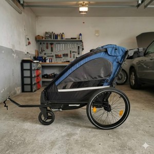 KS-200 Foldable Children's Aluminum <b>Frame</b> Water Resistant Bicycle Trailers 3 in 1 Jogger Stroller Independent Suspension - Product Image 2