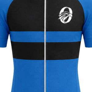Men's Blue Black Zipper Sublimation <b>Cycling</b> Set <b>Short</b> Sleeve Jersey with <b>Padded</b> Bike <b>Shorts</b> Road Riding Apparel Performance - Product Image 5